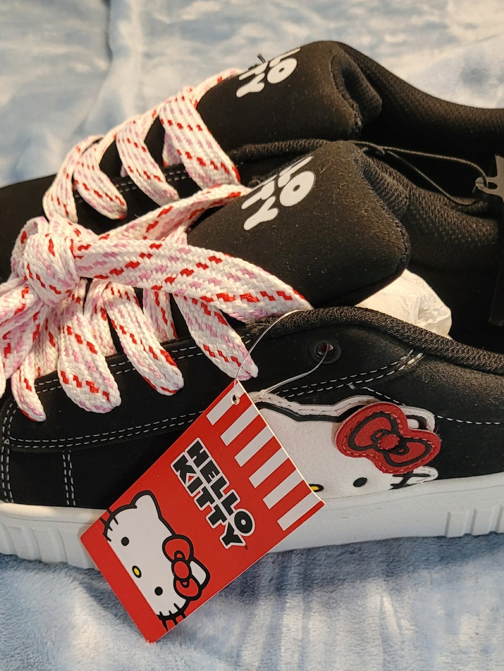 Hello Kitty Black Sneakers with Pink-Accent Laces